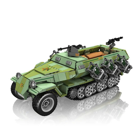 Military Motorized Semi Tracked Armored Vehicle Bricks Toy