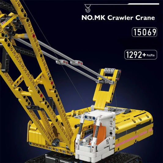 Tech MOC Motorized Yellow Crawler Crane Bricks Toy