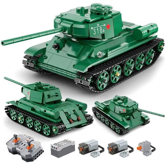 Military Army RC Motorized T34 Medium Tank Bricks Toy