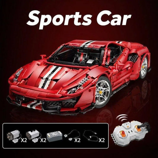 MOC 61042 Motorized RC Ferrari 488 Racing Sports Car Bricks Toy
