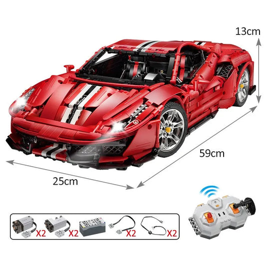 MOC RC Motorized Ferrari 488 Racing Sports Car Bricks Toys