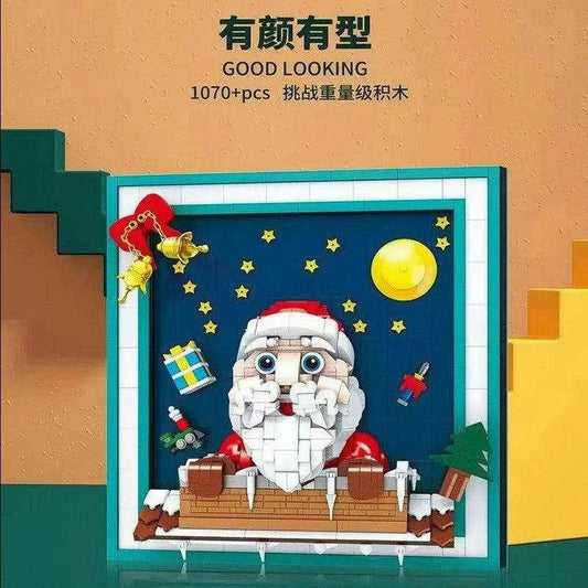 MOC Art Christmas Santa Claus Picture Frame Bricks Toy