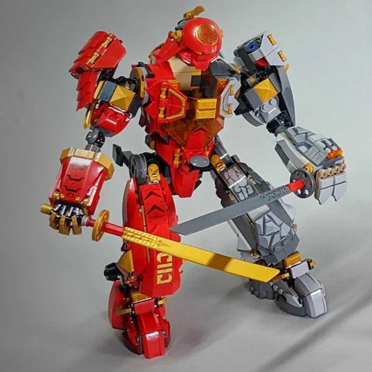 Building Block MOC Ninjago Fire Stone Mech Bricks Toy 7182