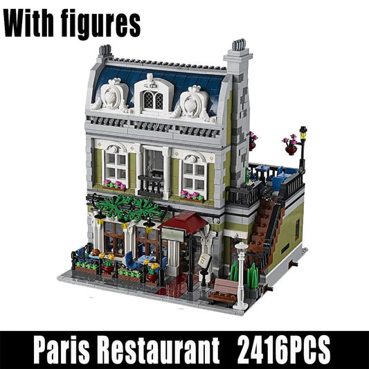 MOC City Street Expert Parisian Restaurant Bricks Toy 15010