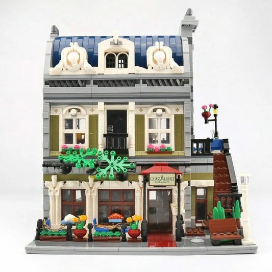 MOC City Street Expert Parisian Restaurant Bricks Toy 15010