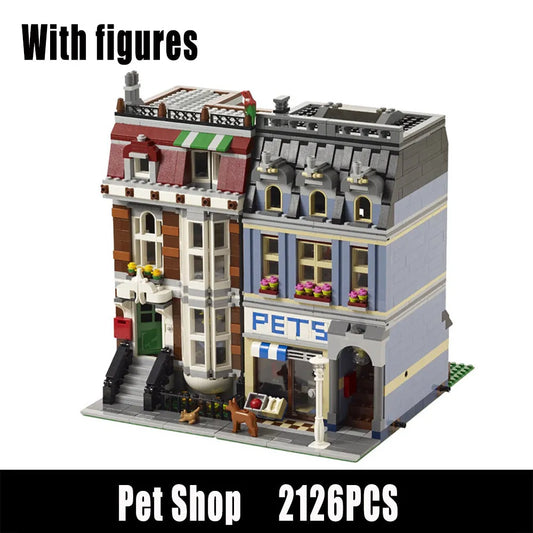 MOC City Street Expert Pet Shop Store Bricks Toy 15009
