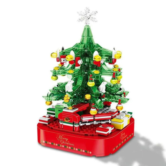 MOC Expert Christmas Tree Santa Music Light Box Bricks Kids Toys