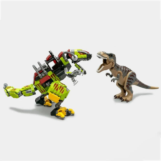 MOC Jurassic Park T. rex VS Dino-Mech Battle Bricks Toy