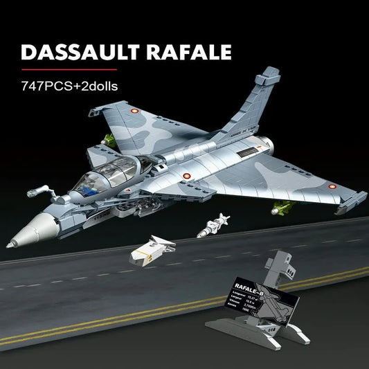 Military MOC Rafale Air Fighter Jet Plane Bricks Kids Toys