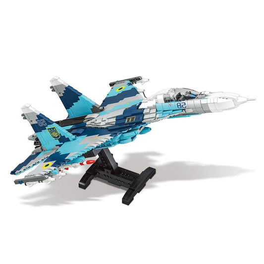 MOC Military WW2 Aircraft SU-27 Fighter Jet Bricks Toy
