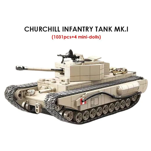 MOC Military WW2 Churchill Infantry UK Tank Bricks Kids Toy