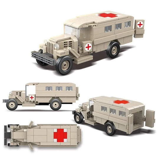 MOC Military WW2 GAZ-55 Ambulance Vehicle Bricks Kids Toys