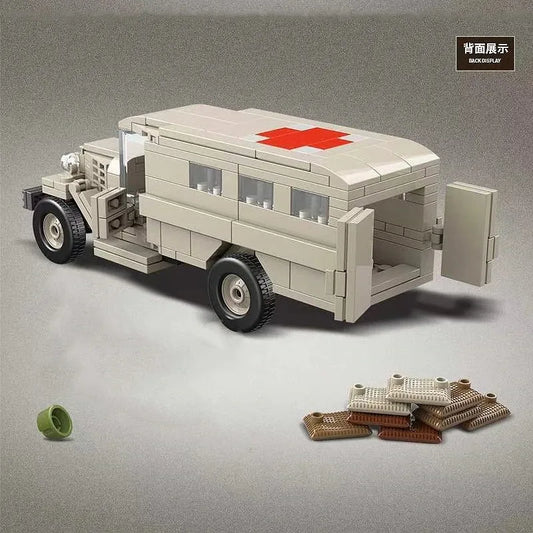 MOC Military WW2 GAZ-55 Ambulance Vehicle Bricks Kids Toys