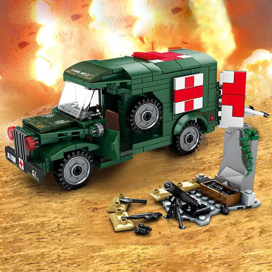 Military WW2 US Army Ambulance Car Bricks Toy