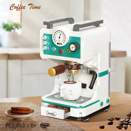 MOC Retro Coffee Machine City MINI Bricks Model Kids Toys
