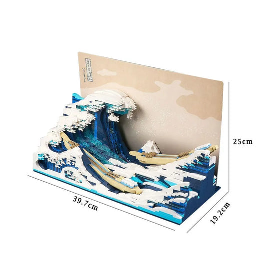 MOC Art Mosaic Great Kanagawa Wave Bricks Toys