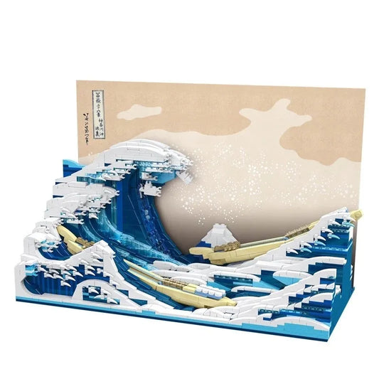 MOC Art Mosaic Great Kanagawa Wave Bricks Toys