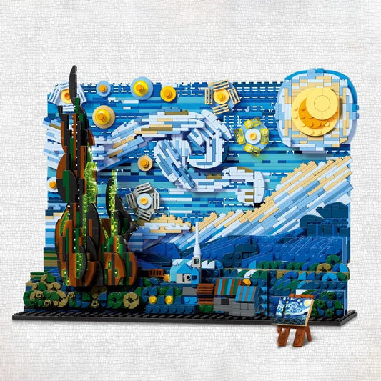 MOC Ideas Famous Paint Starry Night Bricks Toys DK3001