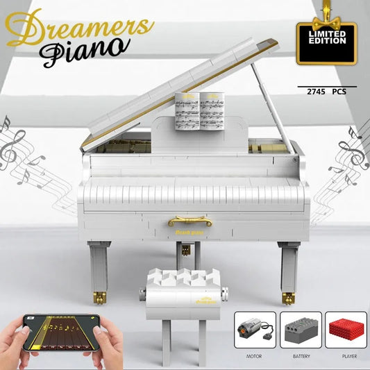 MOC Expert APP RC Dream White Piano Bricks Toys