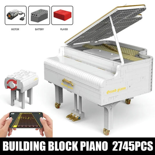 MOC Expert APP RC Dream White Piano Bricks Toys