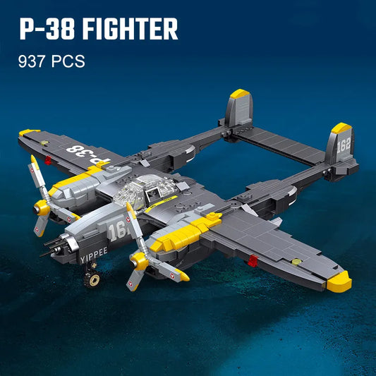 Building Block WW2 P38 Bomber Aircraft Bricks Toys