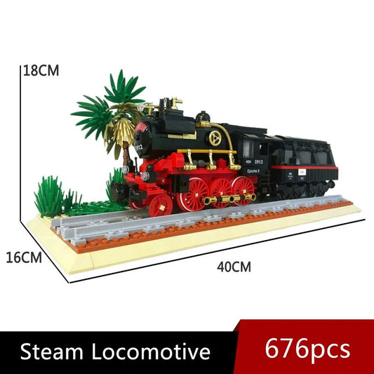 Expert MOC Steam Locomotive Train Bricks Toys 59008