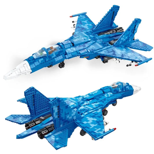 Military MOC SU-35 Fighter Aircraft Jet Plane Bricks Toys