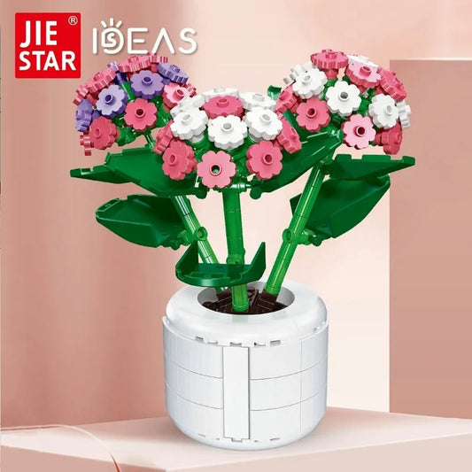 MOC Ideas Potted Hydrangea Plant Bricks Kids Toys