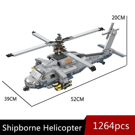 MOC Military Airborne Attack Fighter Helicopter Bricks Toys
