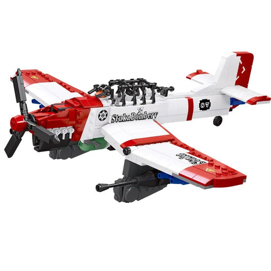 MOC WW2 Bomber Stuka Aircraft Bricks Model Kids Toy