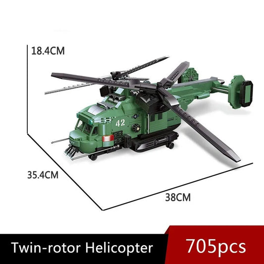 Technical MOC Twin-Rotor Helicopter Bricks Toy 58008
