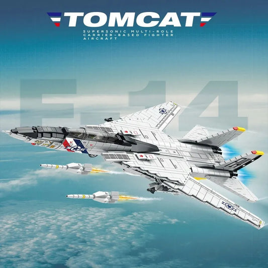 Military Aircraft MOC F-14 Tomcat Fighter Jet Bricks Toy