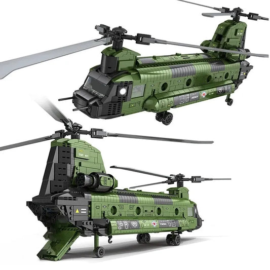 Military CH-47 Transport Helicopter Chinook Bricks Toy