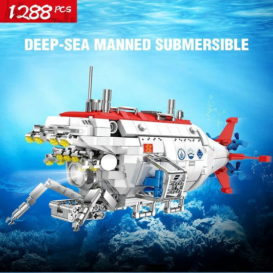 Military Manned Deep Sea Submarine Ship Bricks Toys