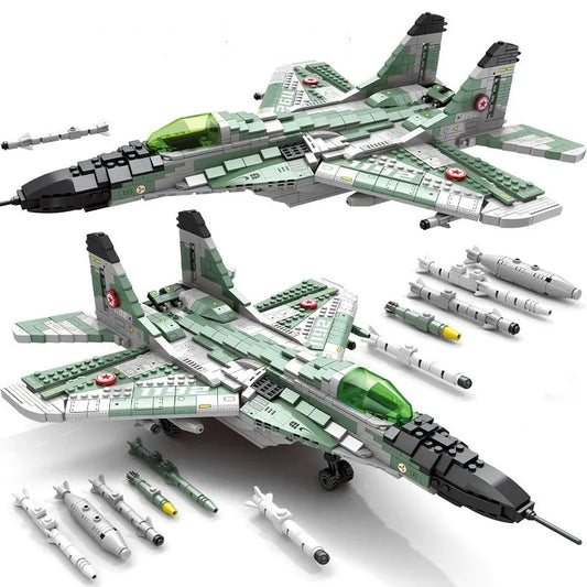 MOC Military Aircraft MIG 29 Fighter Jet Plane Bricks Toy