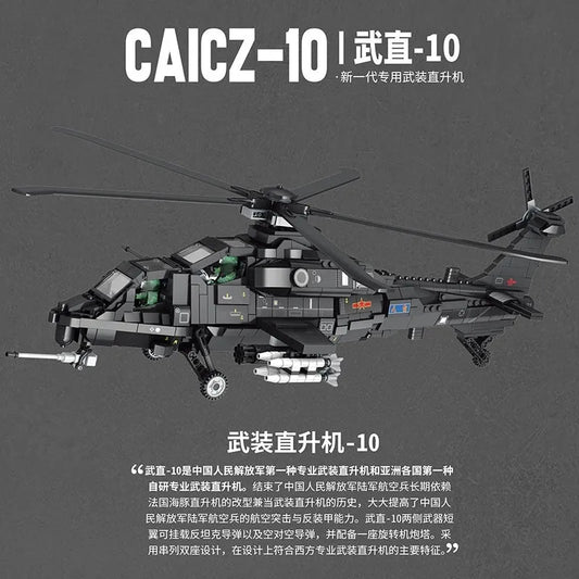 MOC Military WZ-10 Gunship Attack Helicopter Bricks Toy