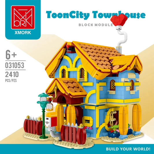 MOC Expert Toon City Town Villa House LED Bricks Toy