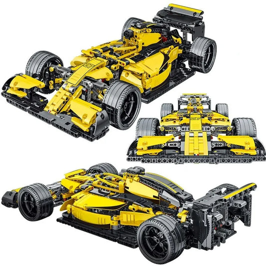 MOC Tech Yellow F1 Alternate Racing Car Bricks Toy