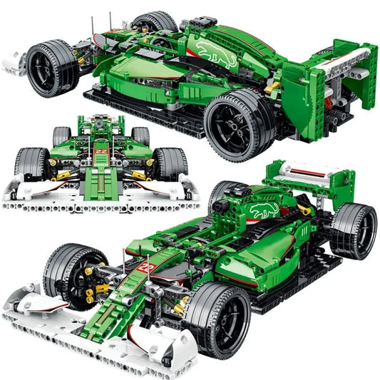 Tech MOC Green Alternate F1 Racing Car Bricks Toy