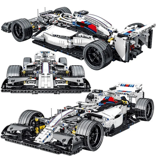 Tech MOC White Alternate F1 Racing Car Bricks Toy 023004