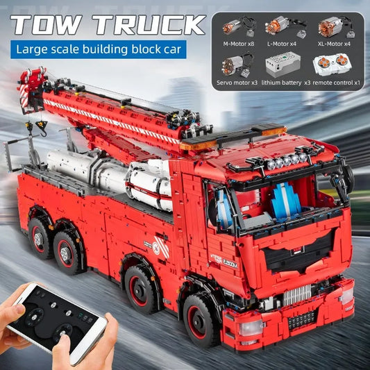 MOC 19008 Tech RC Heavy Rescue Tow Truck Bricks Toy