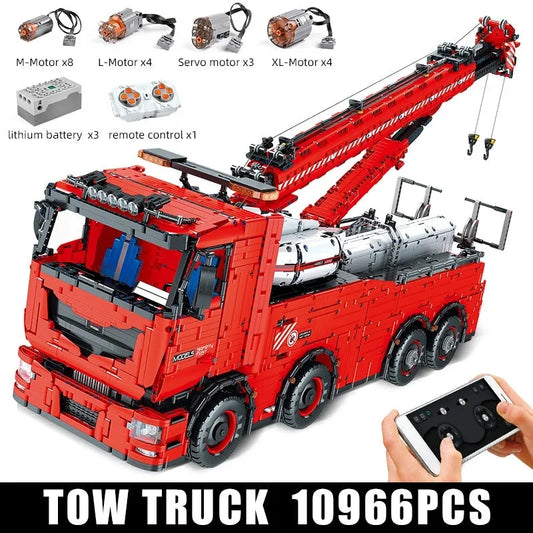 MOC 19008 Tech RC Heavy Rescue Tow Truck Bricks Toy