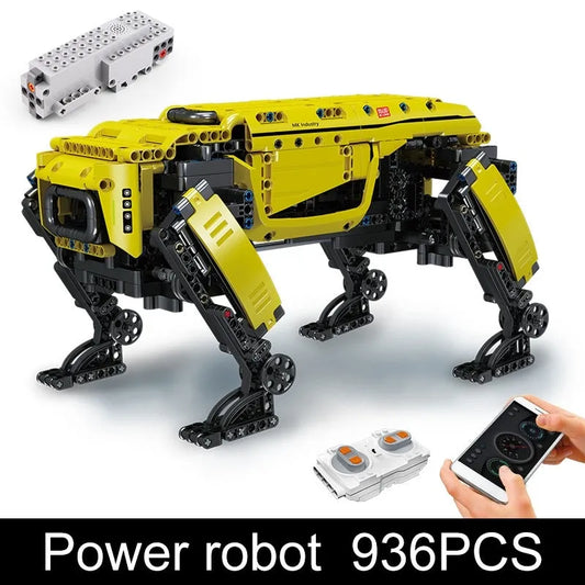 MOC Expert APP RC Yellow Dog Robots STEM Bricks Kids Toys