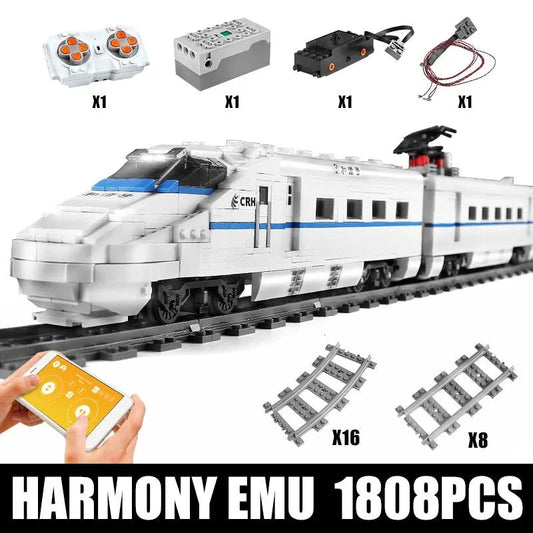 Tech Motorized Railway RC High-Speed CRH2 Train Bricks Toy