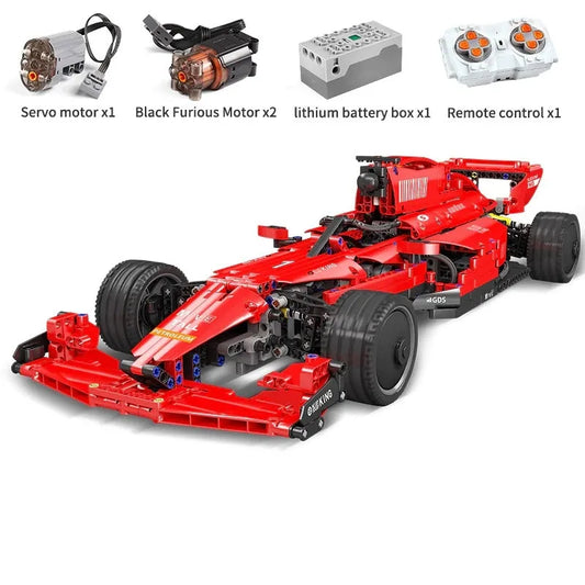 MOC RC Motorized F1 Red Furious Racing Car Bricks Toy 18024A