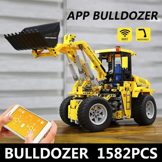MOC RC Motorized Wheel Loader Bulldozer Truck Bricks Toy