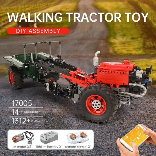 Tech MOC 17005 APP Motorized RC Farm Tractor Bricks Toy