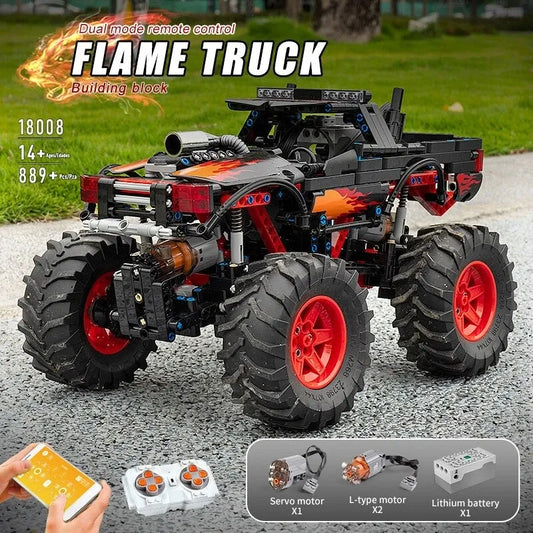Tech MOC 18008 RC Flame Monster Climbing Truck Bricks Toy