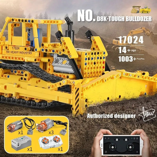 Tech MOC APP Bulldozer RC Caterpillar D8K Bricks Toy 17024