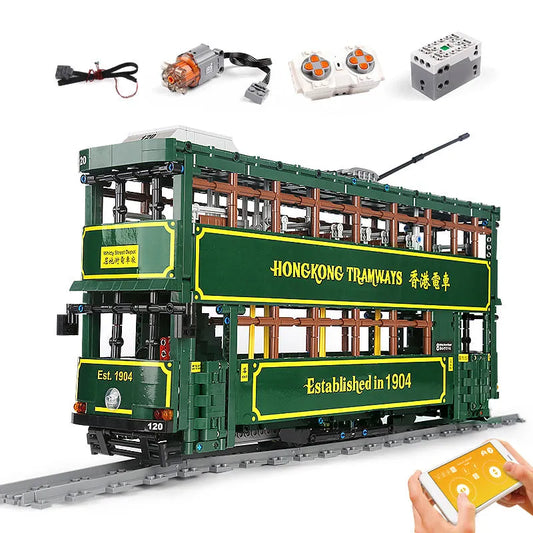 Tech MOC KB120 RC Hong Kong Tramways Train Bricks Toy